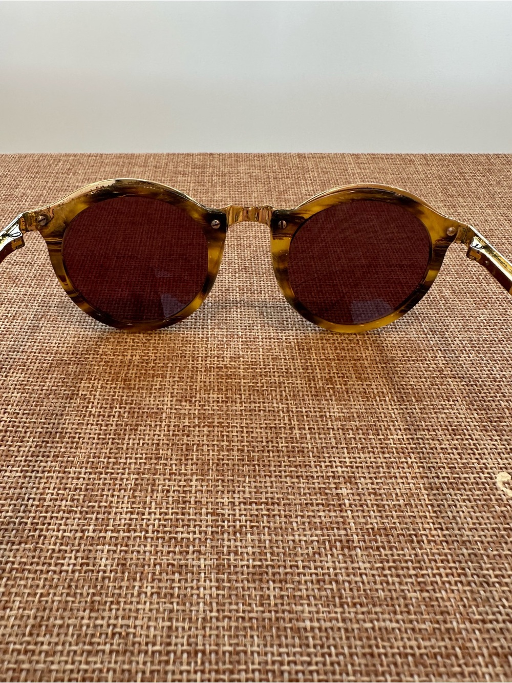 PERSOL IVY Round Sunglasses Italian Handmade Olive Tortoise MADE IN ITALY - Picture 6 of 17